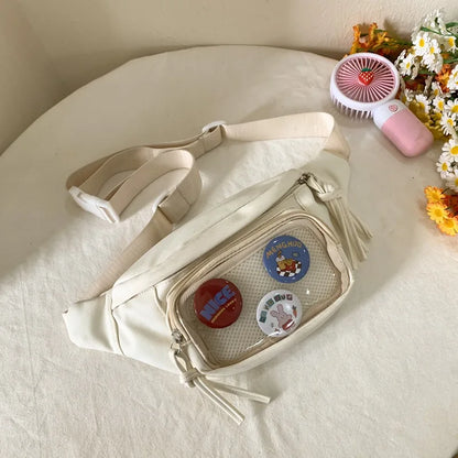 Kawaii Itabag Transparent PVC Chest Bag with Badge Display