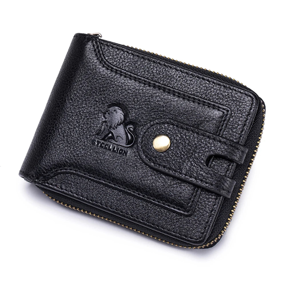 Steel Lion Men's RFID Blocking Genuine Leather Short Wallet