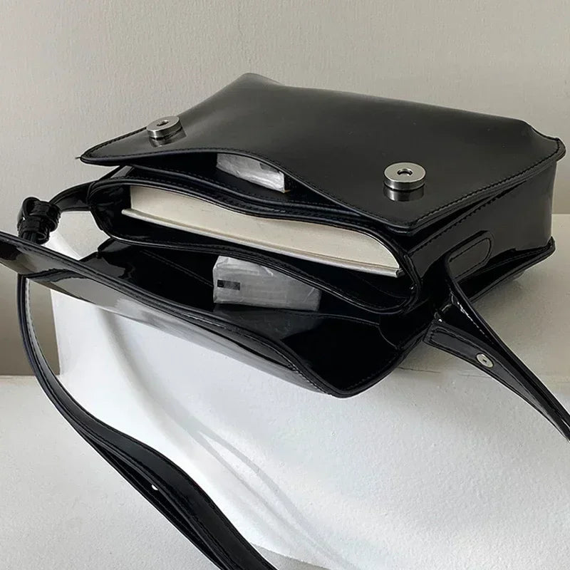 Retro Patent Leather Crossbody Bag for Women