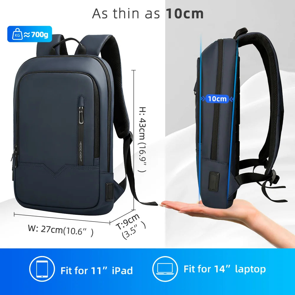 Slim Laptop Backpack for Men – 15.6" Waterproof Business Bag with USB Charging