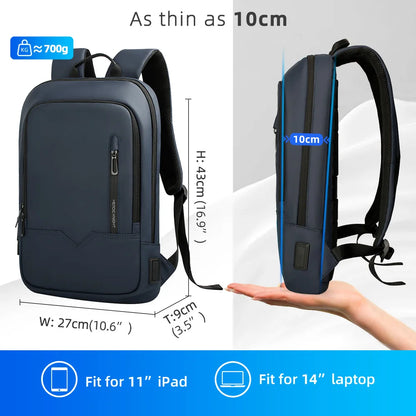Slim Laptop Backpack for Men – 15.6" Waterproof Business Bag with USB Charging