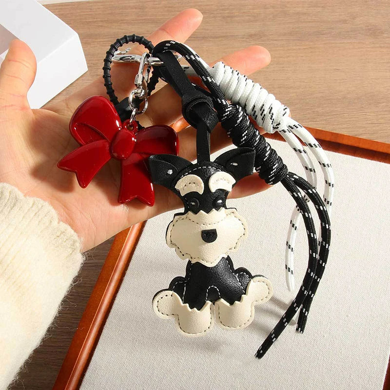 Schnauzer Keychain Bag Charm – Tennis Racket & Rope Tassel