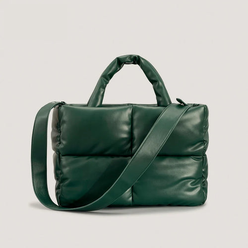 Leather Padded Tote Bag Women Designer Quilted Handbags Luxury Soft Pu Shoulder Bags Down Cotton