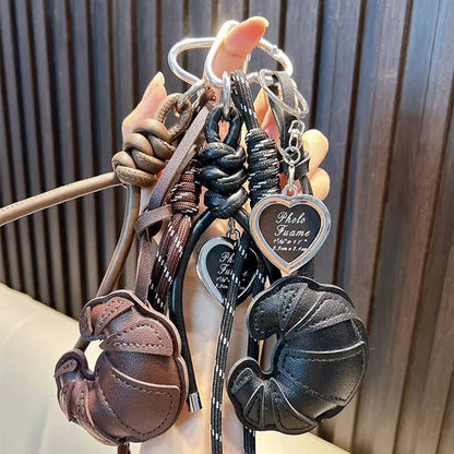 Croissant Keychain – Cute PU Leather Bag Charm with Photo Frame