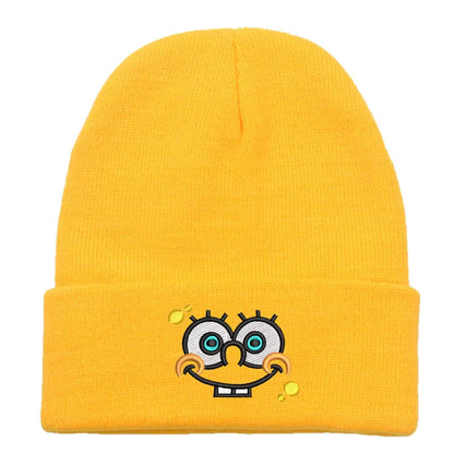 Unisex Cartoon Embroidered Big Eye Beanies Casual Hats Knitted Winter Warm Hat Hip Hop Skull Bonnet