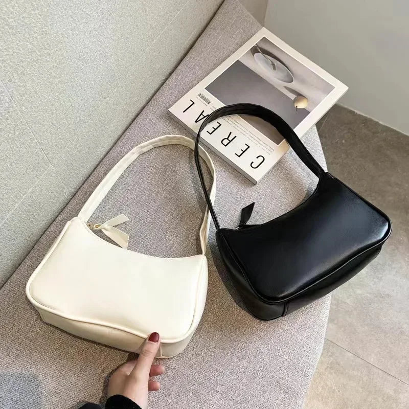 Retro PU Leather Shoulder Bag – Small Underarm Handbag