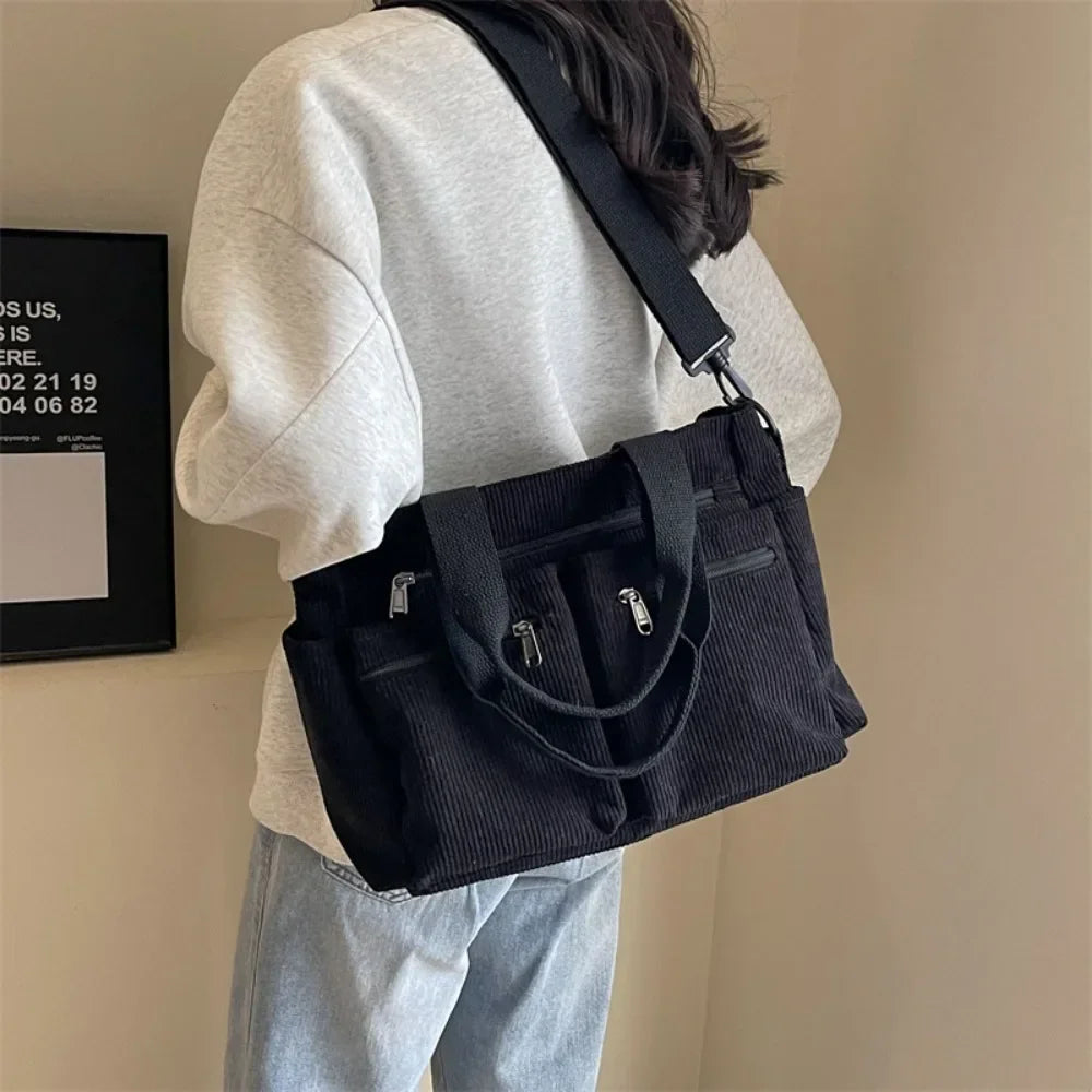 Large Capacity Corduroy Tote Bag – Women's Shoulder & Crossbody