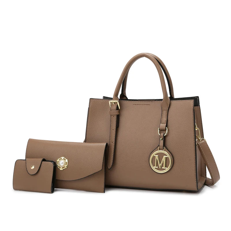 Women's PU Leather Tote Bag Set – Vintage Luxury Designer Handbag