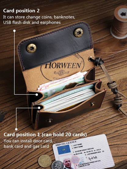 Handmade Horween Chromexcel Leather Card Wallet with Coin Purse
