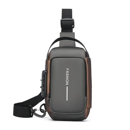 Men's Anti-Theft Sling Bag with Password Lock & USB Port