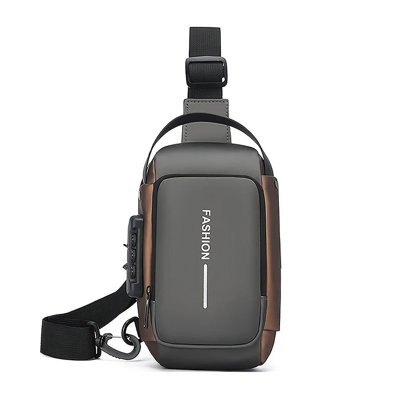 Men's Sling Chest Bag with Password Lock & USB Port