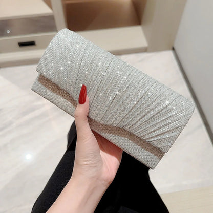 Glitter Evening Clutch Bag – Women's Elegant Chain Shoulder Purse