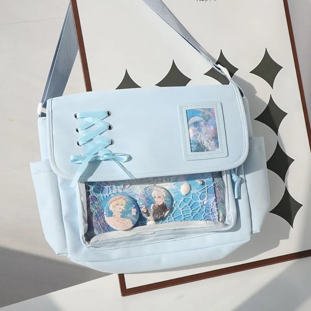 Kawaii Itabag Messenger Bag Clear Window Lace Detail Crossbody