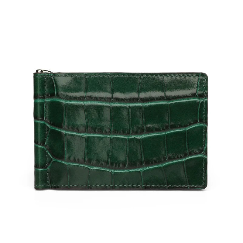 Crocodile Embossed Leather Money Clip Wallet – Men's Slim Card Holder