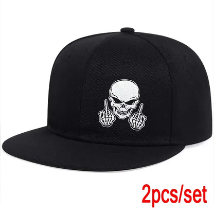Skeleton Skull Embroidery Hip-Hop Baseball Cap – Unisex Adjustable Snapback