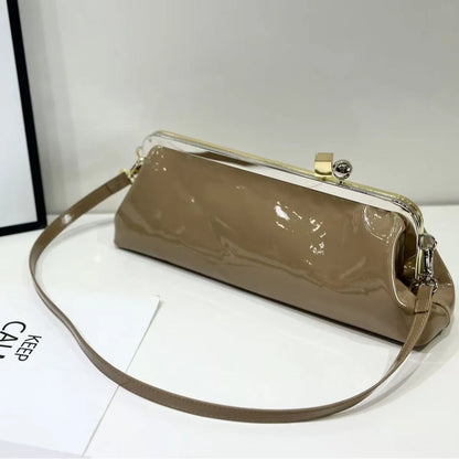 Style Hardware Clip Bag French Women S Pu Leather Single Shoulder Cross-Body Casual Handbag