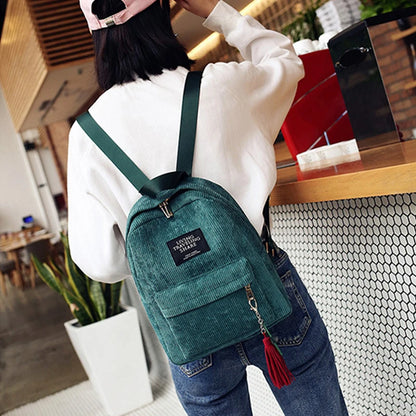 Women's Casual Corduroy Backpack – School & Travel Bag