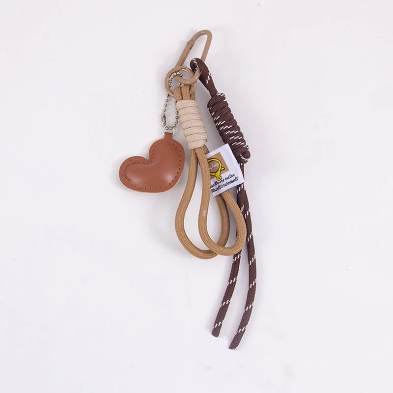 Y2K Leather Woven Rope Keychain Charm – Women's Bag Pendant
