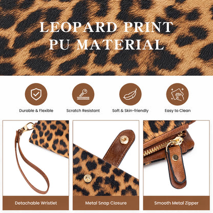 Animal Print Women's Wallet – PU Leather Zipper Wristlet