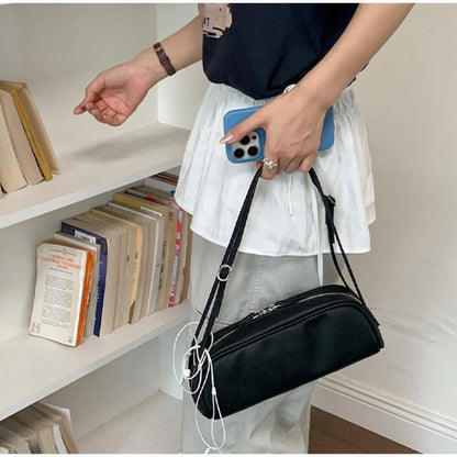Lychee Texture Shoulder Bag – Korean Minimalist Underarm Bag for Women