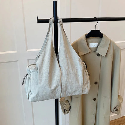 Trendy Wrinkled Fabric Top Handle Bag Comfortable Versatile Texture Shoulder Large Capacity