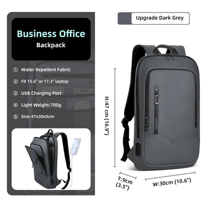 Slim Laptop Backpack for Men – 15.6" Waterproof Business Bag with USB Charging