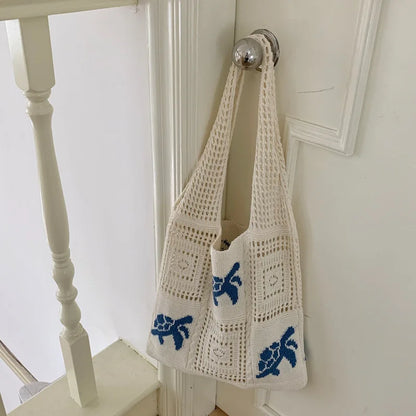 Knitted Hollow Crochet Tote Bag – Women's Beach & Shoulder Bag