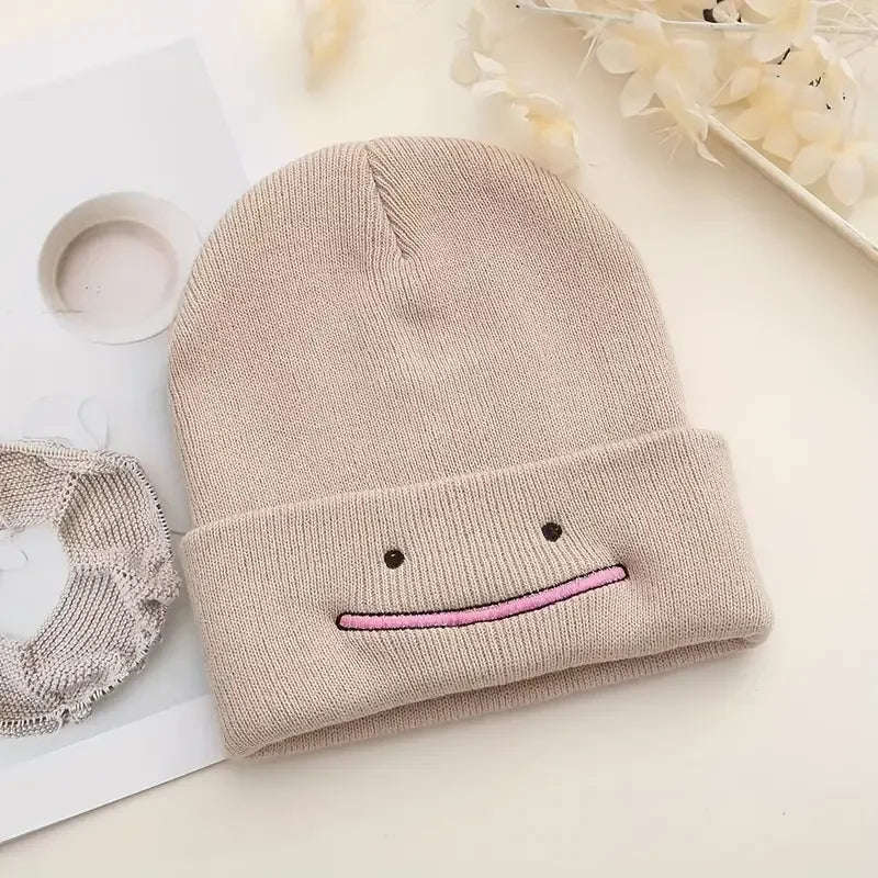 Skull Embroidery Knit Beanie – Alien Ghost Winter Hat