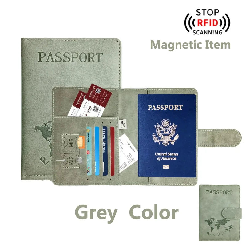 RFID Passport Holder – Travel Wallet with Card Slots & Magnetic Snap