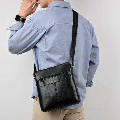 Men's Crossbody Messenger Bag – PU Leather Multi-Pocket Shoulder Bag