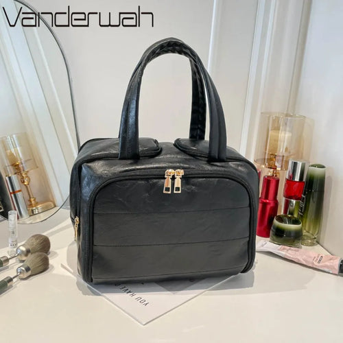 Large Travel Makeup Bag – PU Leather Cosmetic Organizer
