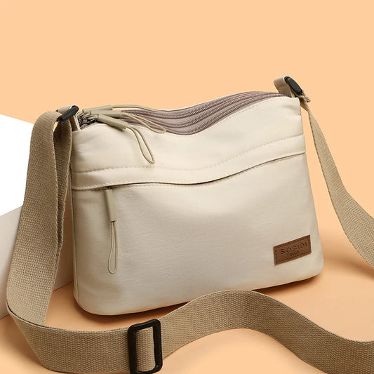Women's Large Capacity Nylon Crossbody Bag – 3 Pockets