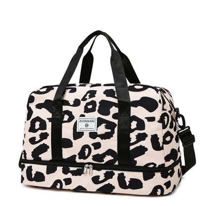 Animal Print Nylon Weekender Bag – Large Capacity Travel Duffel for Women