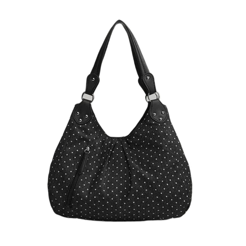 Polka Dot Large Capacity Shoulder Bag for Women – Retro Hobo