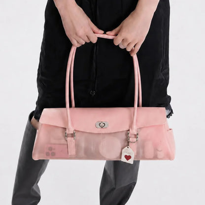 Jelly Handbag with Lock Clasp – Korean Color-Block Shoulder Bag