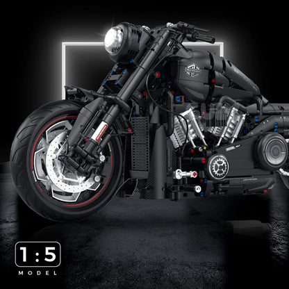 2000-Piece Dark Motorcycle MOC Building Blocks Set – 1:5 Scale Technic Model