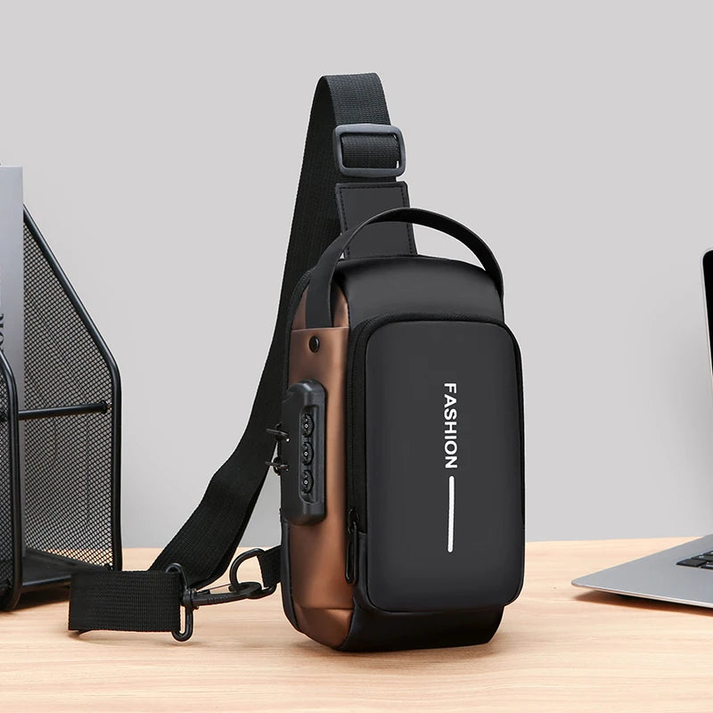 Anti-Theft Chest Bag for Men – USB Charging Crossbody Sling