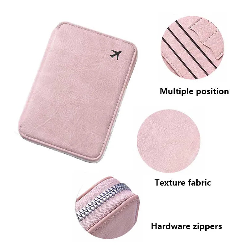Zippered Passport Holder & Travel Card Organizer Wallet
