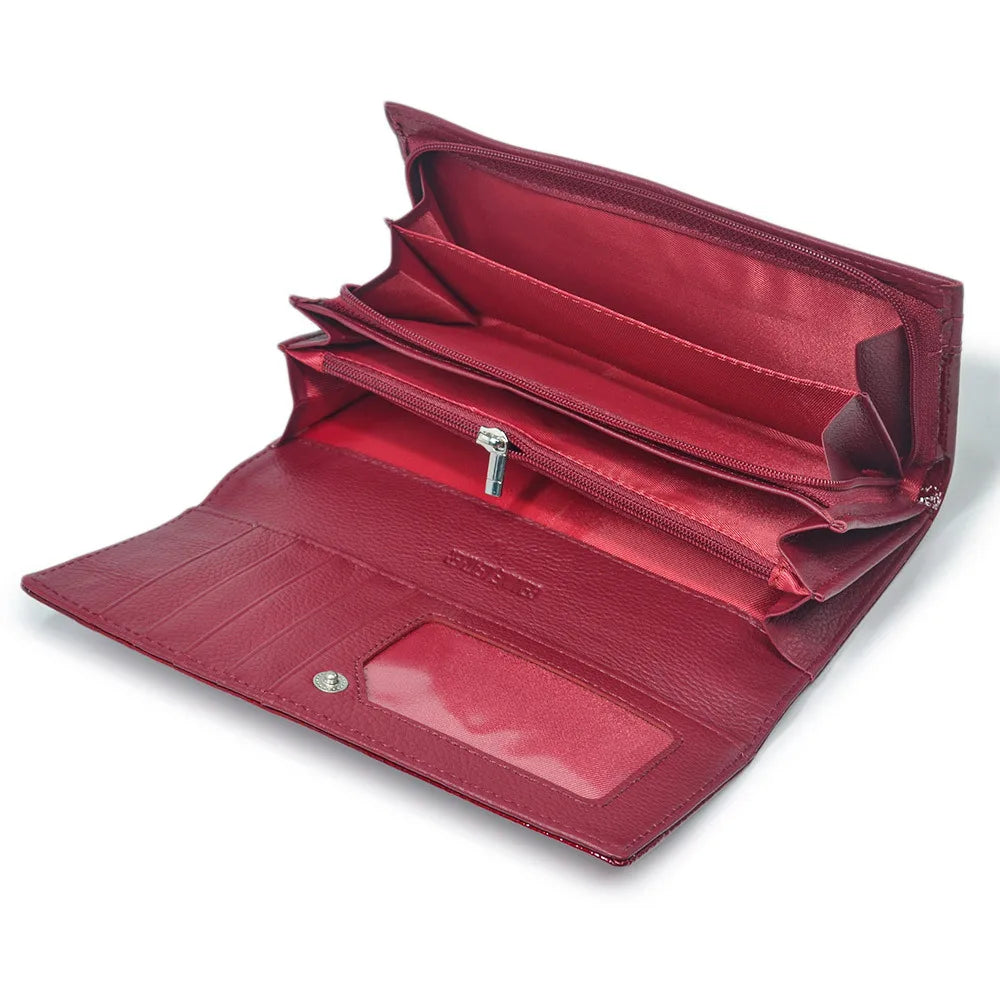 Patent Leather Crocodile Embossed Clutch Wallet for Women – Cowhide Long Purse
