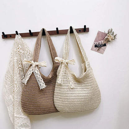 Paper Straw Woven Hobo Bag – Large Capacity Shoulder Tote for Women