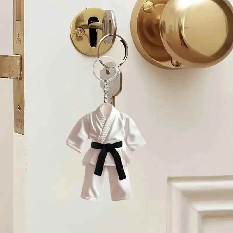 Niche Design Taekwondo Uniform Bag Pendant Fashionable Creative Flat 2d Car Keychain Personality