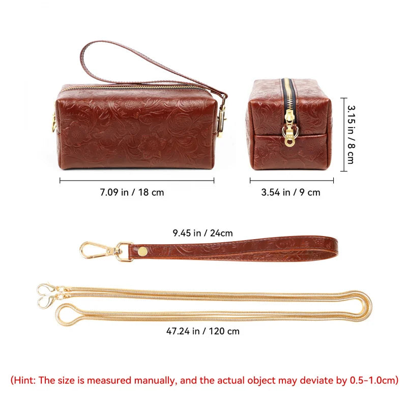 Leather Crossbody Phone Bag for Women – Dual-Use Zipper Purse