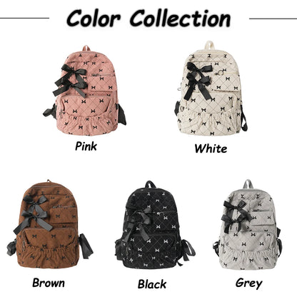 Corduroy Bow Backpack – Cute Large Capacity College School Bag