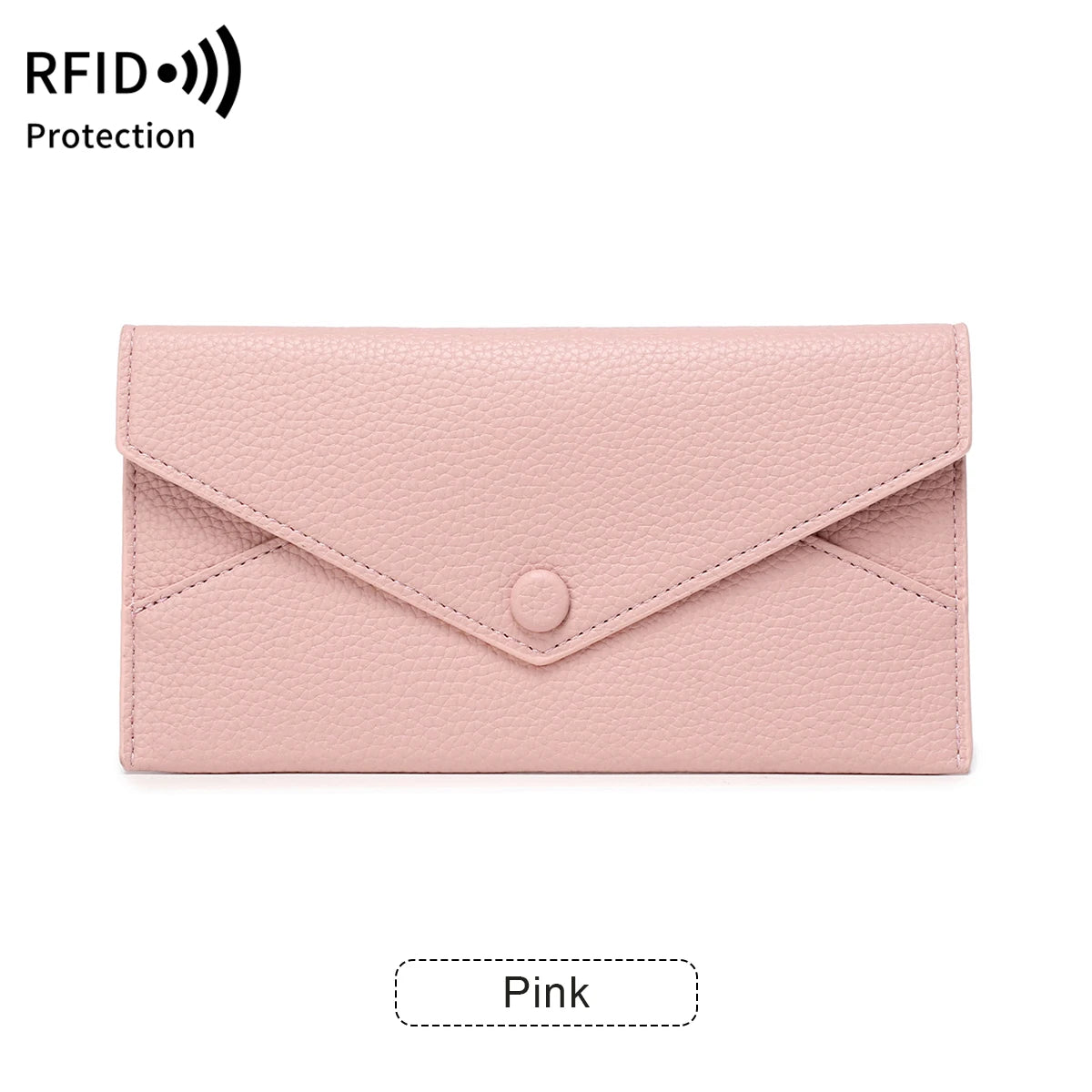 RFID Blocking Long PU Leather Wallet for Women – Envelope Clutch