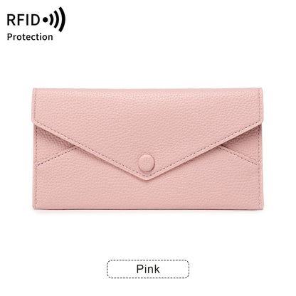 RFID Blocking Long PU Leather Wallet for Women – Envelope Clutch