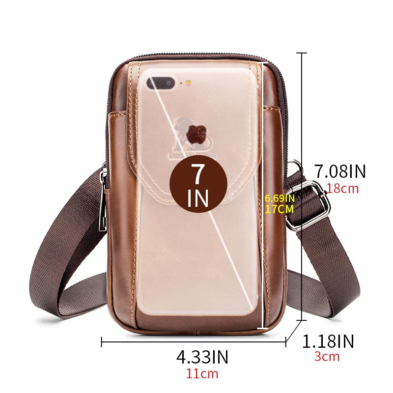 Genuine Leather Waist Bag for Men with Belt Hook
