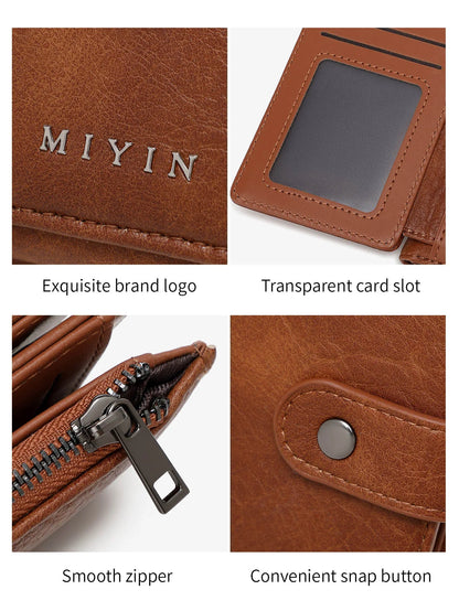 RFID Blocking Women's Trifold Wallet – Retro PU Leather Multi-Card Slot