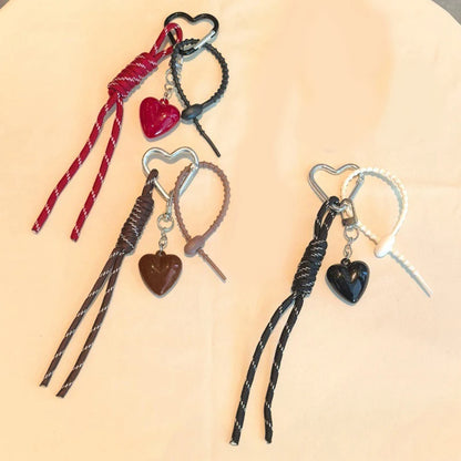 Heart Charm Keychain with Braided Rope – Bag Pendant & Phone Lanyard