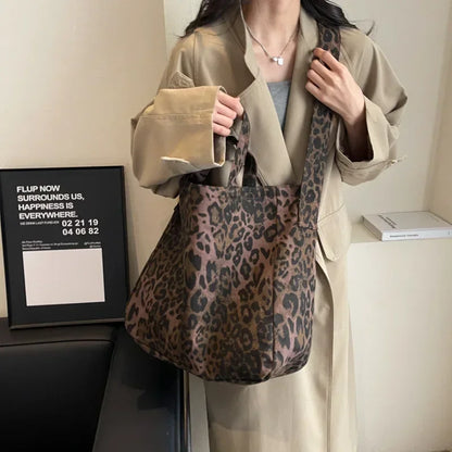 Leopard Print Crossbody Bag – Large Women's Shoulder Tote