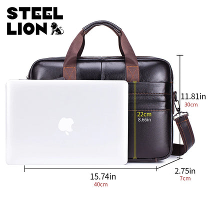 Steel Lion Men's Genuine Leather Briefcase & Laptop Bag